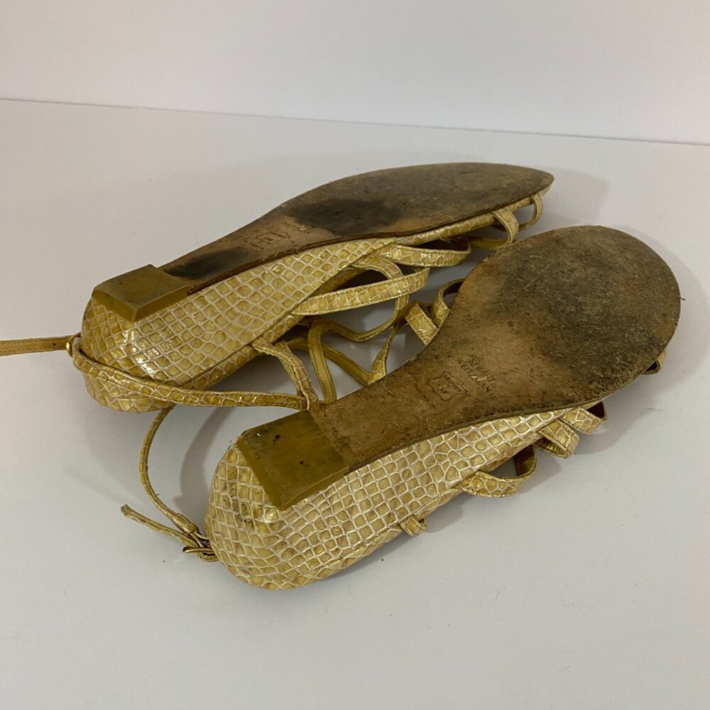 Stuart Weitzman Tan Snake Print Leather Strappy W… - image 6